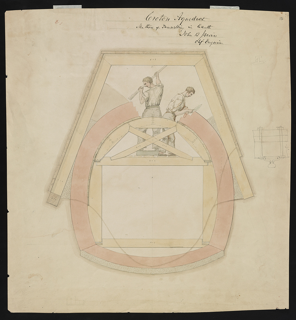 Croton Aqueduct Tunnelling Method — Jervis Drawing (1837)
