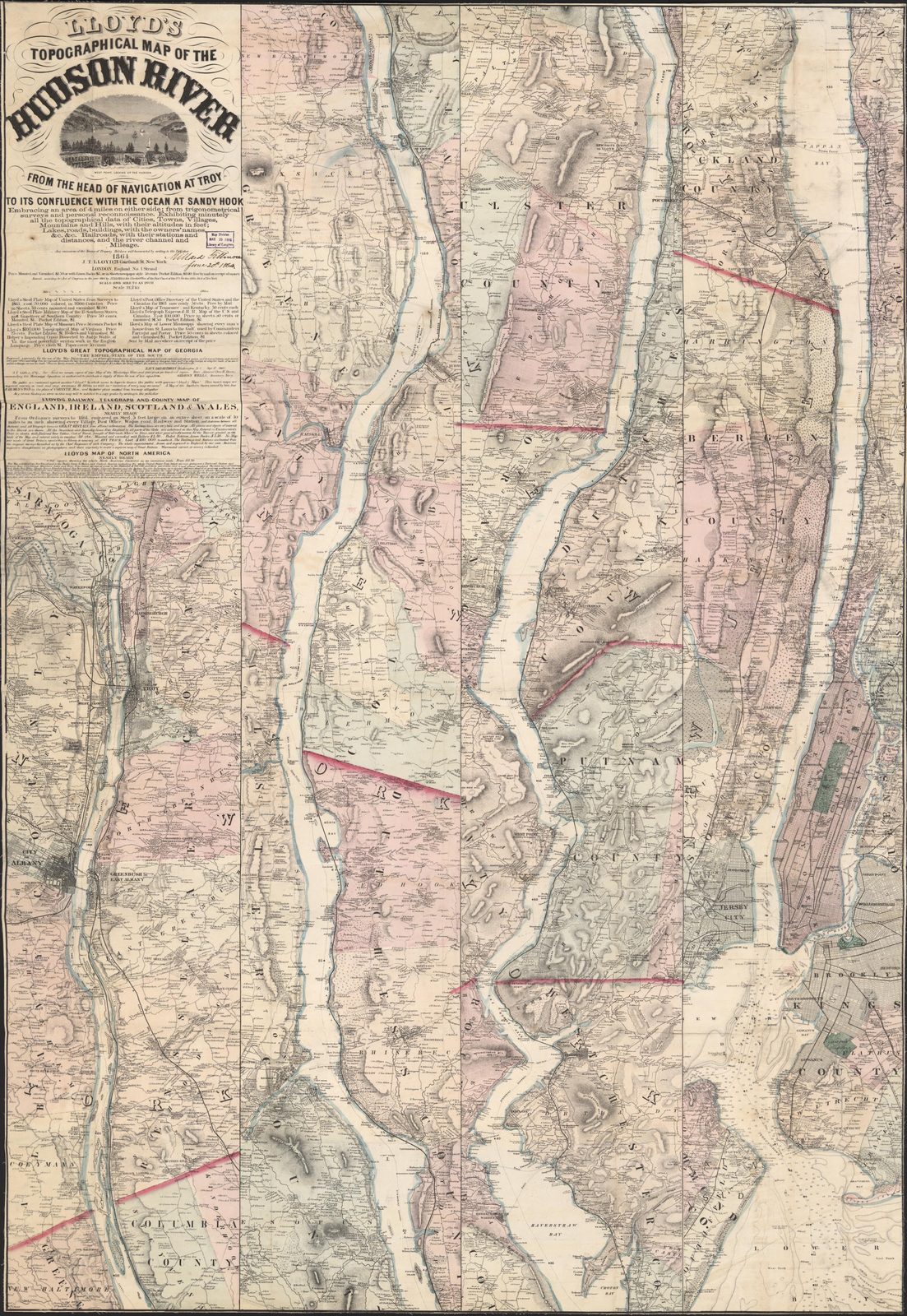 Lloyd's Topographical Map of the Hudson River (1864)