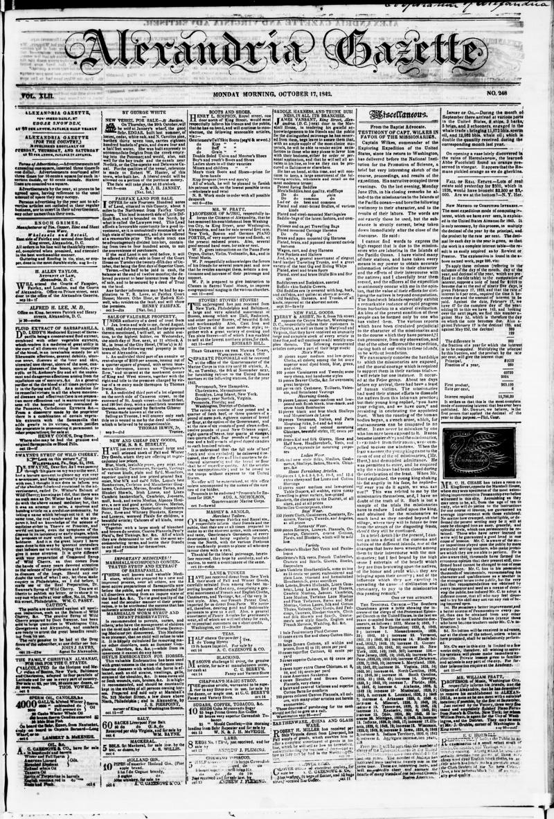 Alexandria Gazette, October 17, 1842