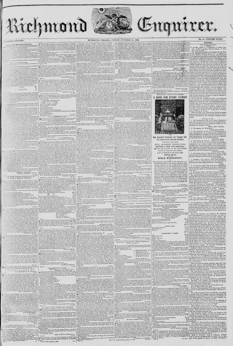 Richmond Enquirer newspaper front page