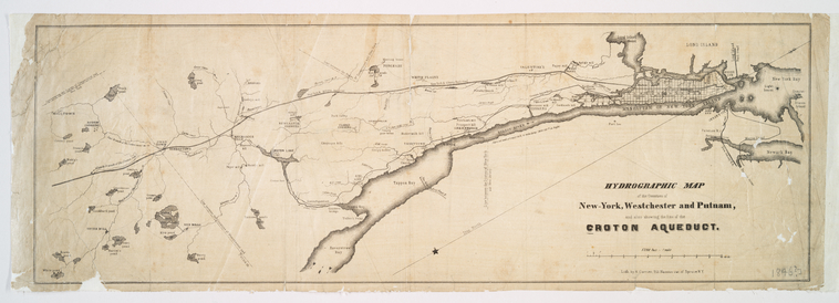 Hydrographic Map Showing Line of Croton Aqueduct (1846)