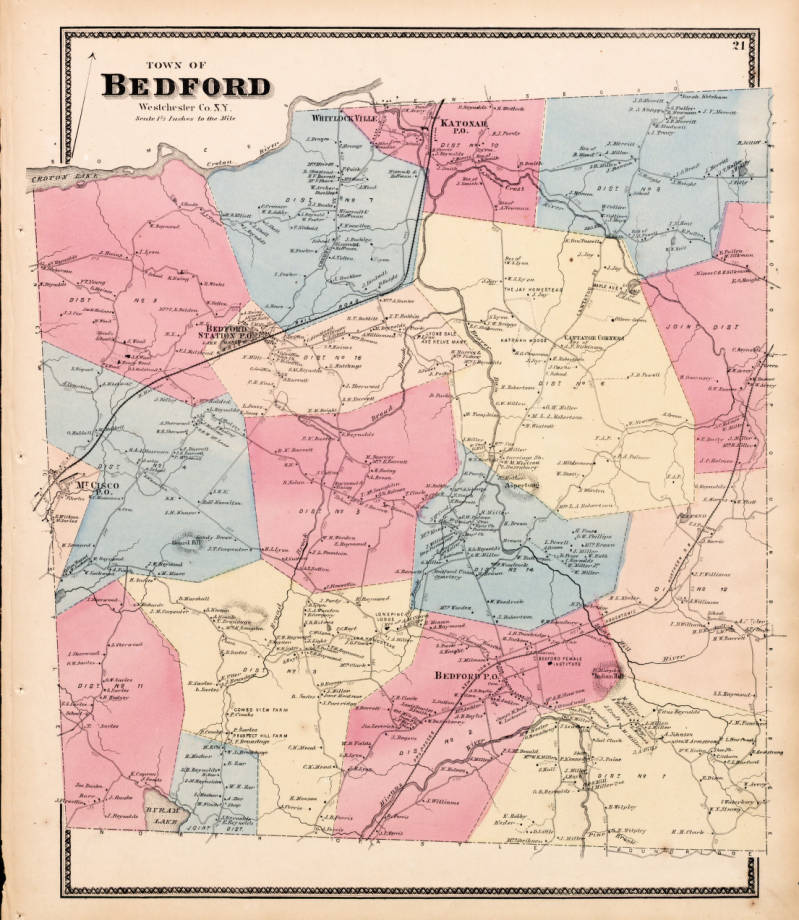 1867 Westchester County Atlas - Bedford Town Detail