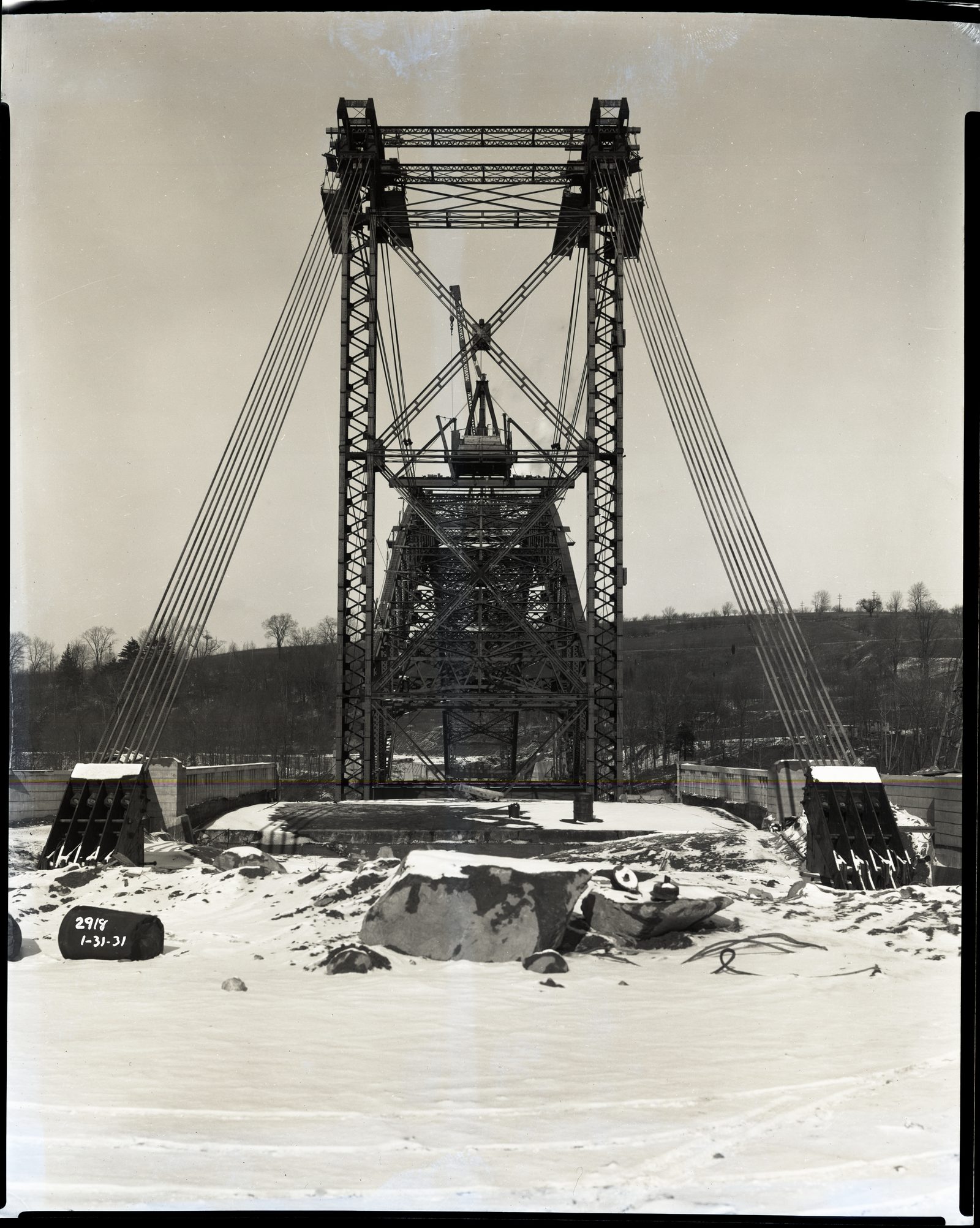Croton Dam Bridge Towers Under Construction